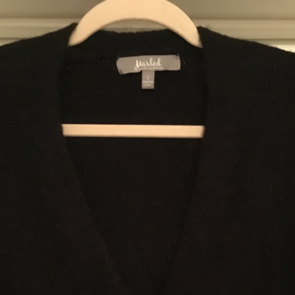 Marled Rhinestone Button Black Cardigan - Small - Picture 3 of 4